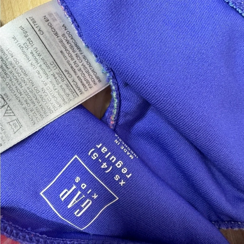 GAP Kids Tropical Floral Two Piece Swimsuit Bikini Blue Girls Size 4/5 XS Beach